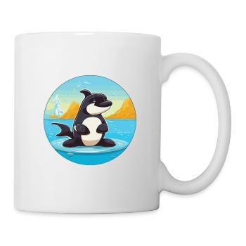 Orca Cartoon Yoga Beach Summer Illustration - Mug - white - Right
