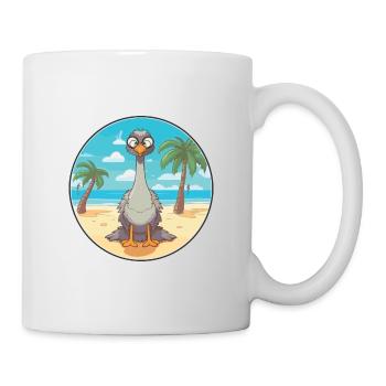 Straußenkarikatur Yoga Strand Sommer Illustration - Tasse - Weiß - Rechts
