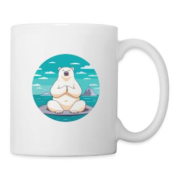Eisbär Karikatur Yoga Strand Sommer Illustration - Tasse - Weiß - Rechts