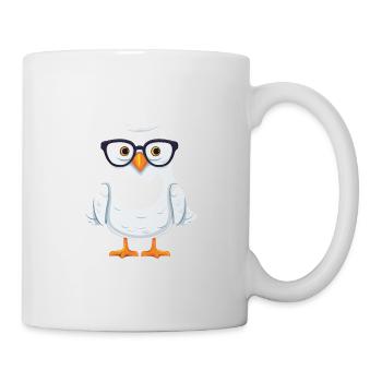 Seagull With Glasses Cartoon Kawaii Illustration - Mug - white - Right