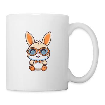 Kaninchen mit Brille Karikatur Kawaii Illustration - Tasse - Weiß - Rechts