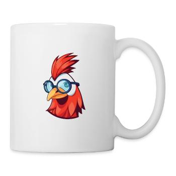Rooster With Glasses Cartoon Kawaii Illustration - Mug - white - Right
