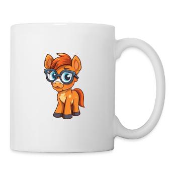 Poney portant des lunettes Cartoon Kawaii Illustration - Mug blanc - blanc - Droite