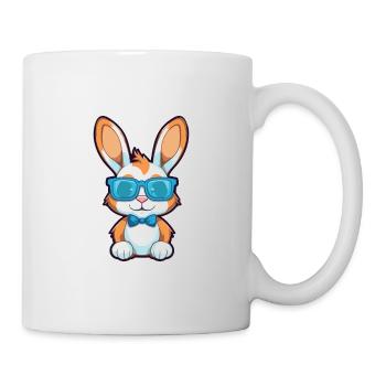 Kaninchen mit Brille Karikatur Kawaii Illustration - Tasse - Weiß - Rechts