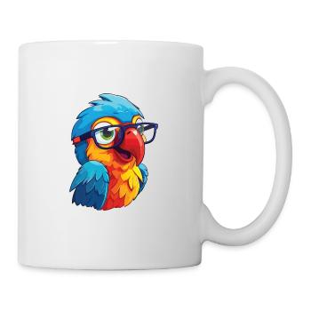 Papagei mit Brille Cartoon Kawaii Illustration - Tasse - Weiß - Rechts