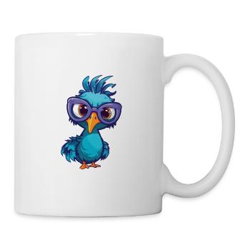 Peacock With Glasses Cartoon Kawaii Illustration - Mug - white - Right