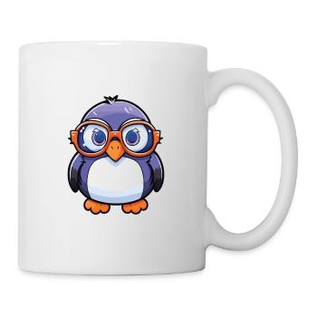 Penguin With Glasses Cartoon Kawaii Illustration - Mug - white - Right