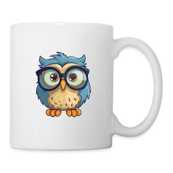 Hibou portant des lunettes Dessin animé Kawaii Illustration - Mug blanc - blanc - Droite