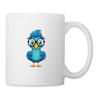 Peacock With Glasses Cartoon Kawaii Illustration - Mug - white - Right