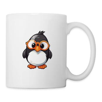 Penguin With Glasses Cartoon Kawaii Illustration - Mug - white - Right