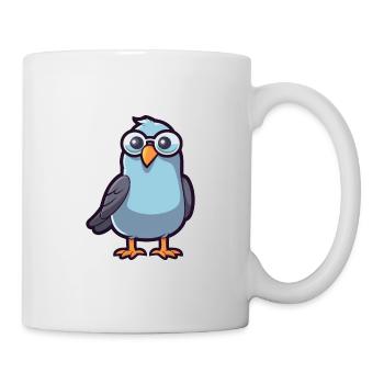 Taube mit Brille Karikatur Kawaii Illustration - Tasse - Weiß - Rechts