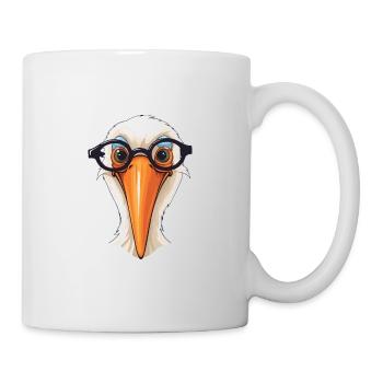 Pelican With Glasses Cartoon Kawaii Illustration - Mug - white - Right