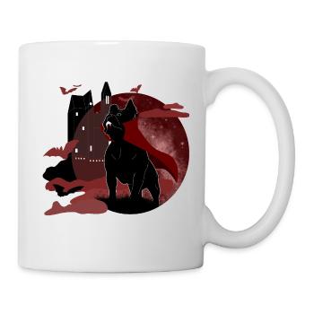 Grusel-Hund vor Schloss und Blutmond | Halloween - Tasse - Weiß - Rechts