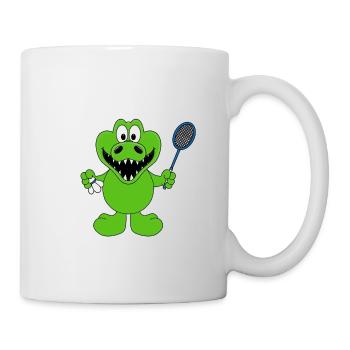 FEDERBALL - KROKODIL - BADMINTON - SPORT - TIER - Tasse - Weiß - Rechts