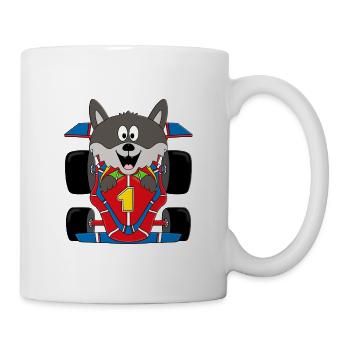 AUTO - WOLF - RENNFAHRER - RENNWAGEN - SPORT - Tasse - Weiß - Rechts