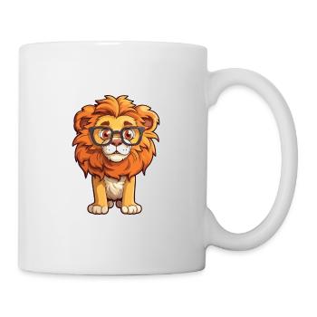Lion portant des lunettes Dessin animé Kawaii Illustration - Mug blanc - blanc - Droite