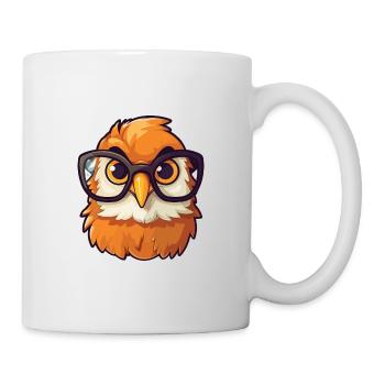 Hawk Wearing Glasses Cartoon Kawaii Illustration - Mug - white - Right