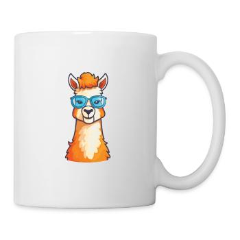 Llama Wearing Glasses Cartoon Kawaii Illustration - Mug - white - Right
