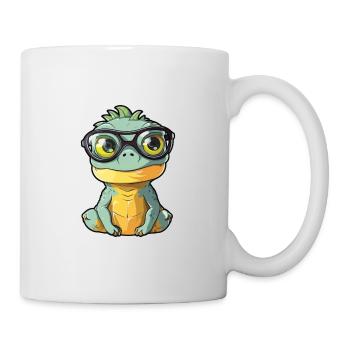 Iguana Wearing Glasses Cartoon Kawaii Illustration - Mug - white - Right