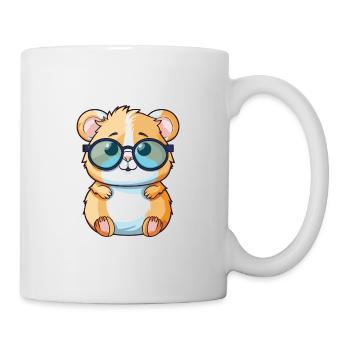 Hamster mit Brille Cartoon Kawaii Illustration - Tasse - Weiß - Rechts