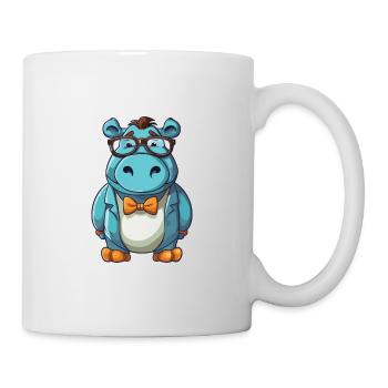 Hippopotamus Cartoon Kawaii Colorful Illustration - Mug - white - Right