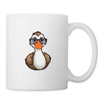 Gans mit Brille Cartoon Kawaii Illustration - Tasse - Weiß - Rechts