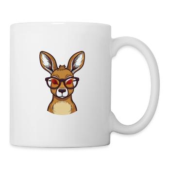 Kangaroo With Glasses Cartoon Kawaii Illustration - Mug - white - Right