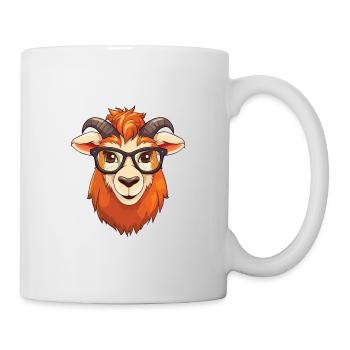 Ziege trägt Brille Karikatur Kawaii Illustration - Tasse - Weiß - Rechts