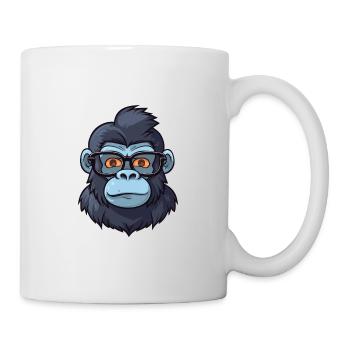Gorille avec lunettes dessin animé kawaii illustration - Mug blanc - blanc - Droite