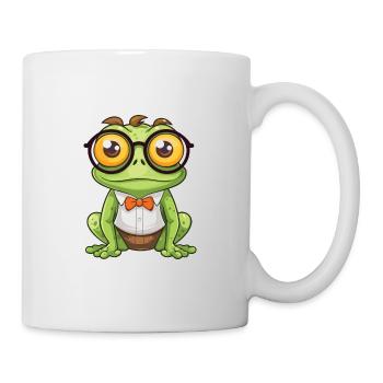 Frosch mit Brille Karikatur Kawaii Illustration - Tasse - Weiß - Rechts