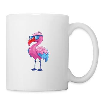Flamingo With Glasses Cartoon Kawaii Illustration - Mug - white - Right
