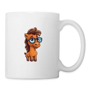 cheval portant des lunettes dessin animé Kawaii Illustration - Mug blanc - blanc - Droite