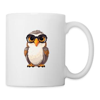 Falcon Wearing Glasses Cartoon Kawaii Illustration - Mug - white - Right