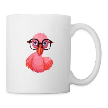flamant rose avec des lunettes dessin animé illustration kawaii - Mug blanc - blanc - Droite