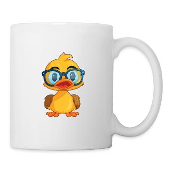 Ente mit Brille Karikatur Kawaii Illustration - Tasse - Weiß - Rechts