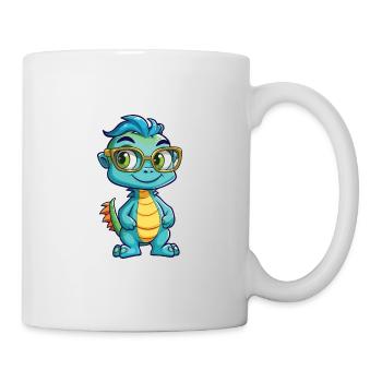 Drache mit Brille Karikatur Kawaii Illustration - Tasse - Weiß - Rechts