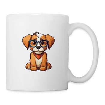 chien portant des lunettes dessin animé Kawaii Illustration - Mug blanc - blanc - Droite
