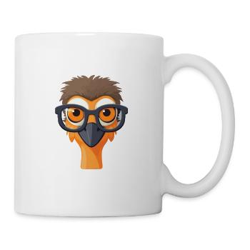 Emu portant des lunettes Cartoon Kawaii Illustration - Mug blanc - blanc - Droite