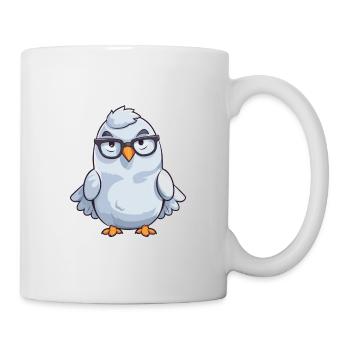 Taube trägt Brille Cartoon Kawaii Illustration - Tasse - Weiß - Rechts