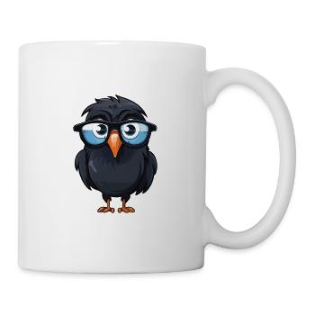 corbeau portant des lunettes dessin animé Kawaii illustration - Mug blanc - blanc - Droite
