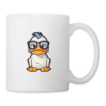 Ente trägt Brille Cartoon Kawaii Illustration - Tasse - Weiß - Rechts