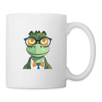 Crocodile With Glasses Cartoon Kawaii Illustration - Mug - white - Right