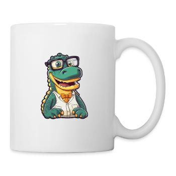 Crocodile With Glasses Cartoon Kawaii Illustration - Mug - white - Right