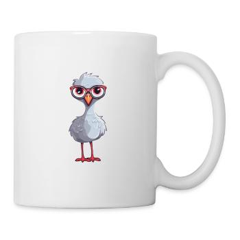 Crane Wearing Glasses Cartoon Kawaii Illustration - Mug - white - Right