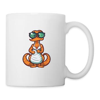 Cobra Wearing Glasses Cartoon Kawaii Illustration - Mug - white - Right