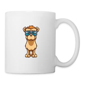 Kamel mit Brille Cartoon Kawaii Illustration - Tasse - Weiß - Rechts