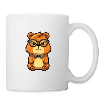 Castor portant des lunettes dessin animé Kawaii Illustration - Mug blanc - blanc - Droite