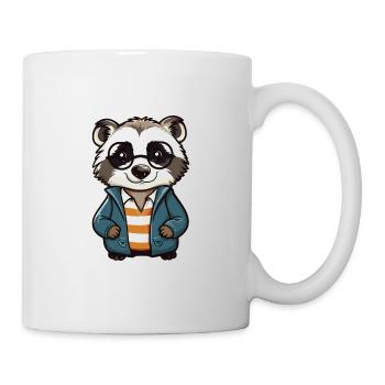 blaireau portant des lunettes dessin animé kawaii illustration - Mug blanc - blanc - Droite