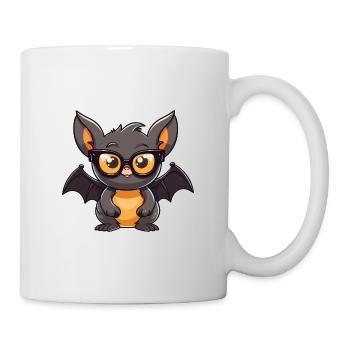 Bat Wearing Glasses Cartoon Kawaii Illustration - Mug - white - Right