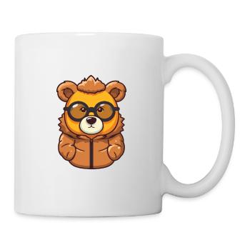 Bear Wearing Glasses Cartoon Kawaii Illustration - Mug - white - Right